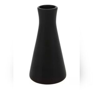 Matte Black Erlenmeyer Flask Ceramic Vase